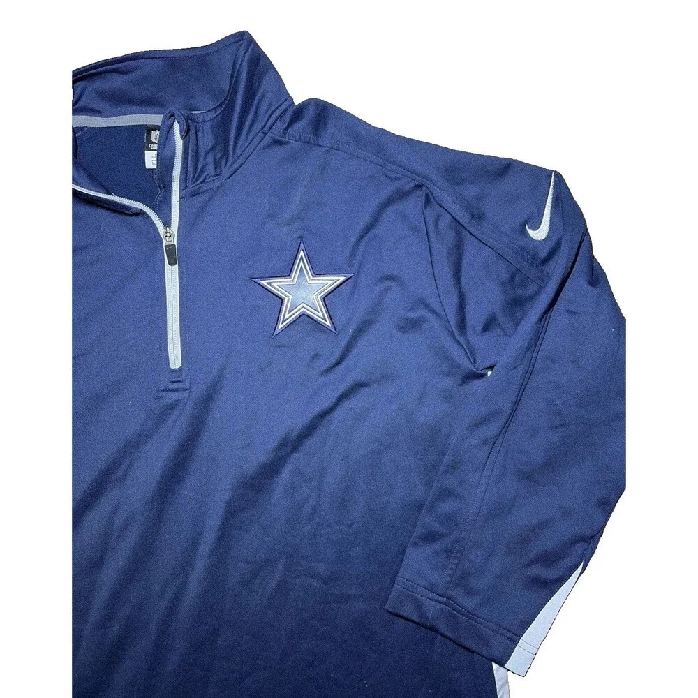 Nike Dallas Cowboys NFL On-Field 1/4 Zip Jacket Pullover Blue Tan Men's Large